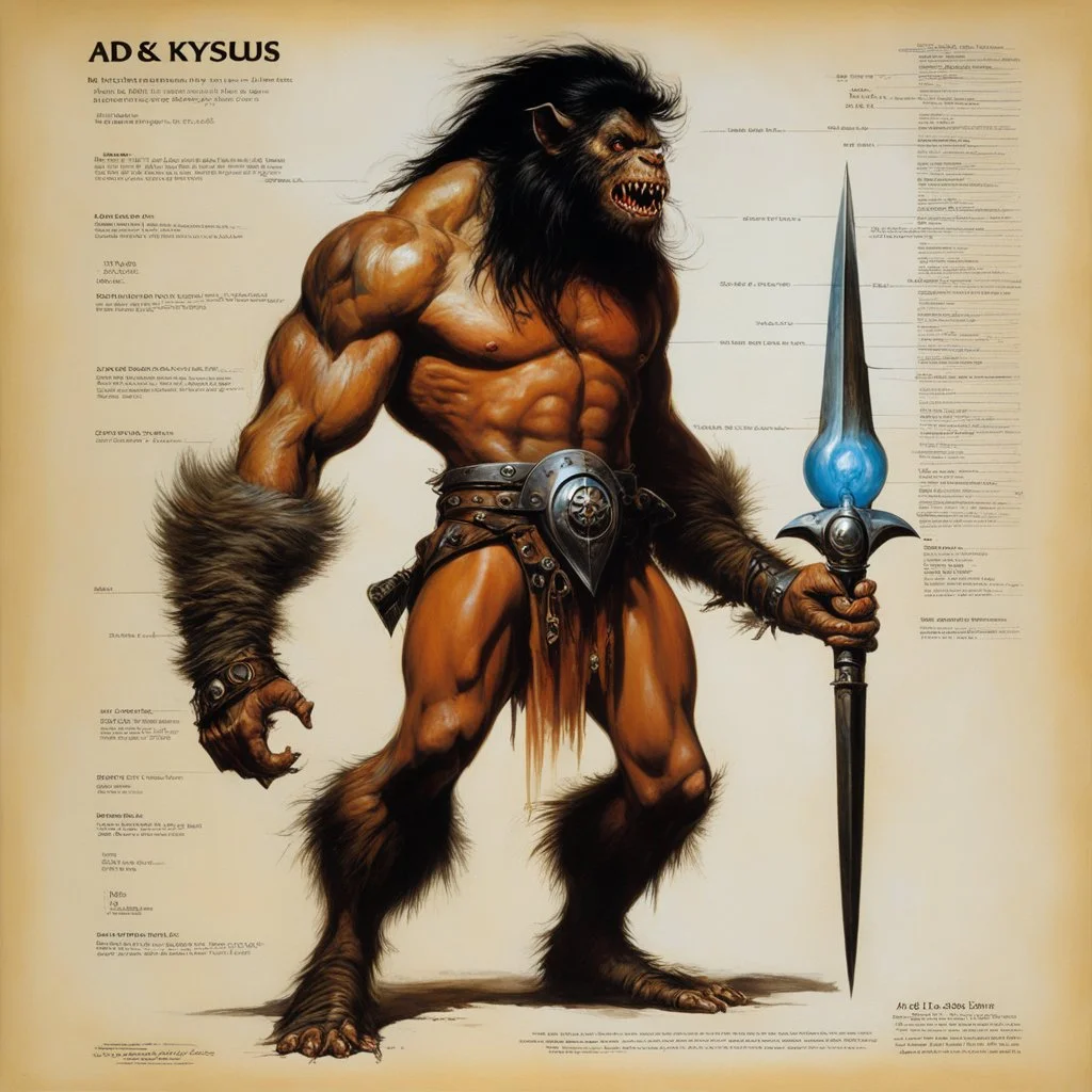 ConceptSheet: AD&D monster son of Kyuss with statistics [by Boris Vallejo]