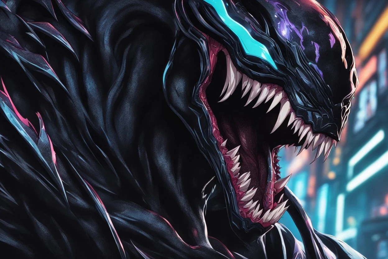 Venom kindred in 8k solo leveling shadow artstyle, machine them, close picture, rain, neon lights, intricate details, highly detailed, high details, detailed portrait, masterpiece,ultra detailed, ultra quality