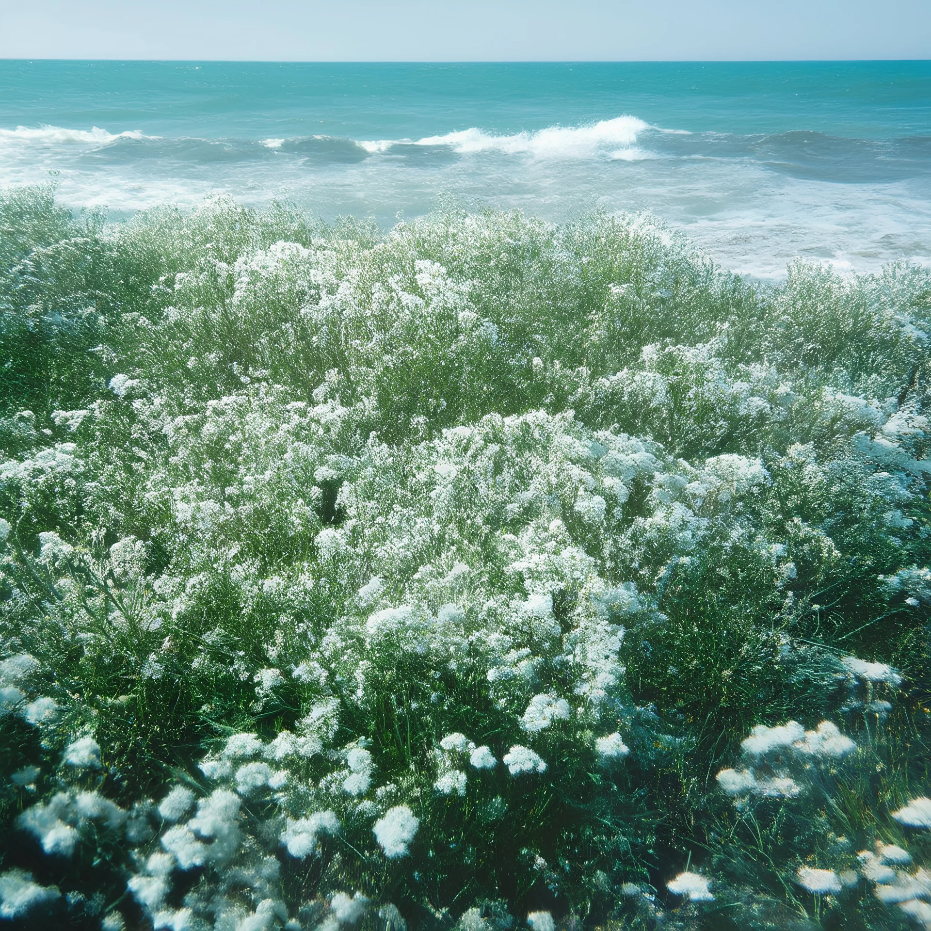 Dusty Miller foliage in the ocean, autochrome