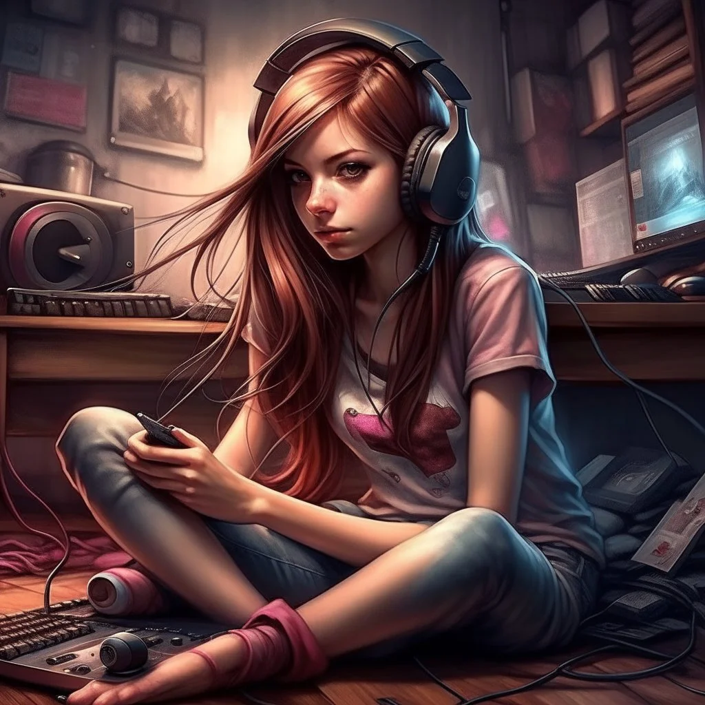 girl,music,gaming