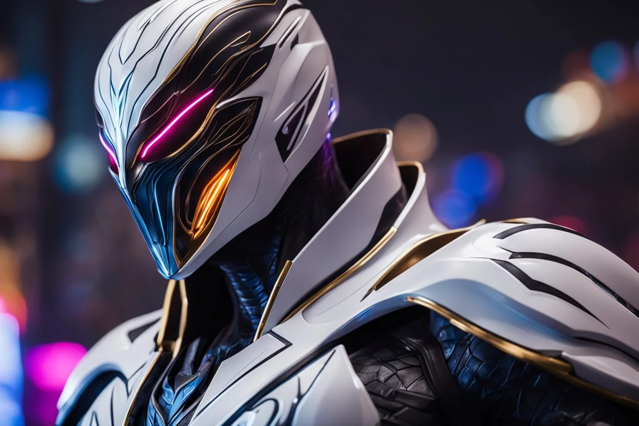 Dark cosmic Jhin venom in 8k live action artstyle, white mask, normal eyes, wapen, close picture, neon lights, intricate details, highly detailed, high details, detailed portrait, masterpiece,ultra detailed, ultra quality