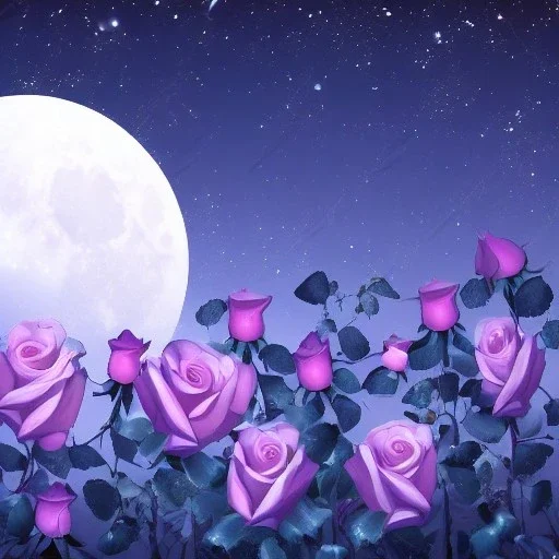 beauitful rose in moonlight