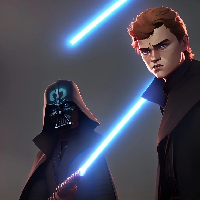 Anakin Skywalker turning into Darth Vader