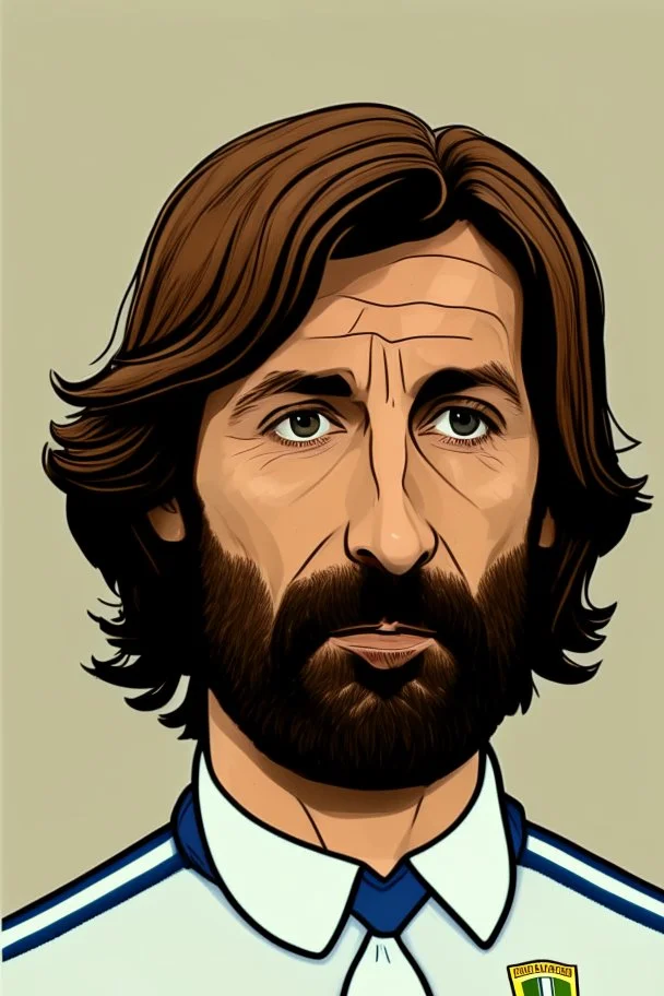 Andrea Pirlo Italian football coach ,cartoon 2d