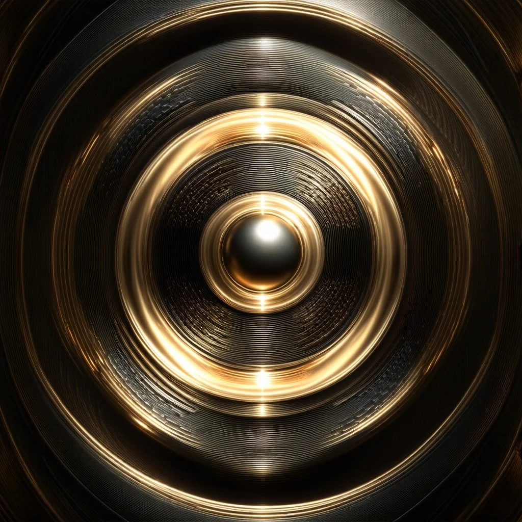pretty graphic design made of metalic rings and spheres and geometry components fractal like
