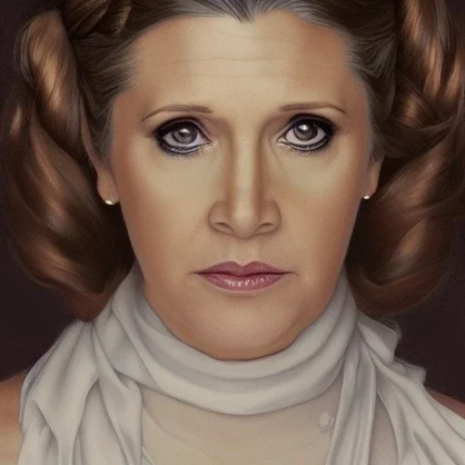 [[extrem stunning photorealistic Carrie Fisher as Princess Leia]] :: [[photorealistic brown eyes, short hair, head and shoulders portrait, 8k resolution photorealistic portrait by Greg Rutkowski, Artgerm, WLOP, Alphonse Mucha, dynamic lighting, hyperdetailed, intricately detailed, triadic colors]]