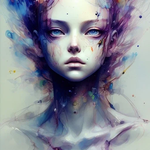 portrait, cute, watercolor illustration by <agnes cecile> <Yoji Shinkawa>,