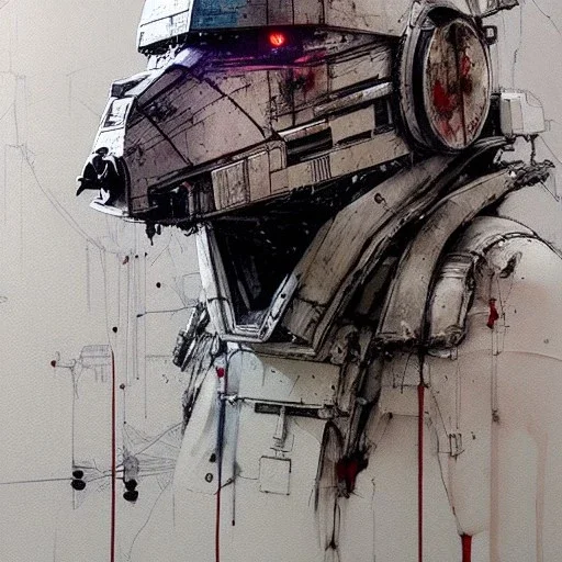 photorealistic at-at pilot helmet with weathered painting , illustration on coarse canvas by <agnes cecile> and <Yoji Shinkawa>, ornate and intricate details , soft smooth lighting, ultra detailed concept art,