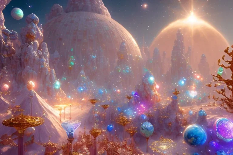  white and gold crystal cosmic and galactic ambiance, full of details, smooth, bright sunshine，soft light atmosphere, light effect，vaporwave colorful, concept art, smooth, extremely sharp detail, finely tuned detail, ultra high definition, 8 k, unreal engine 5, ultra sharp focus