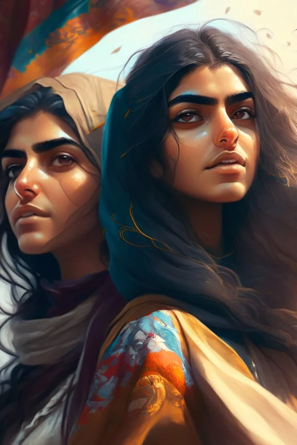 life, freedom, Persian girls, digital art, 4k, full detail, high resolution