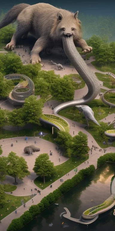 3d Isometric render, Detroit zoo animal exhibit, ultra realistic, very detailed, 16k