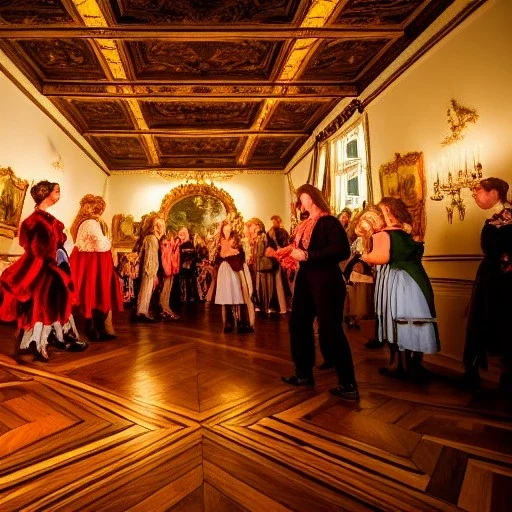 Celebration in a schloss, austrian people, ledherhosen Austrian aesthetic, warm colors, wooden floor, forest green walls, chiaroscuro, 8k, HD, cinematography, photorealistic, Cinematic, Color Grading, Ultra-Wide Angle, Depth of Field, hyper-detailed, beautifully color-coded, insane details, intricate details, beautifully color graded, Cinematic, Color Grading, Editorial Photography, Depth of Field, DOF, White Balance, 32k, Super-Resolution, Megapixel, ProPhoto RGB, VR, Halfrear Lighting