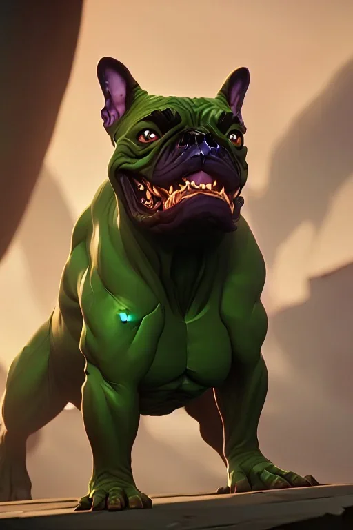 alien french bulldog musculature hulk body HD strong french bulldog hulk marvels Warcraft 64k