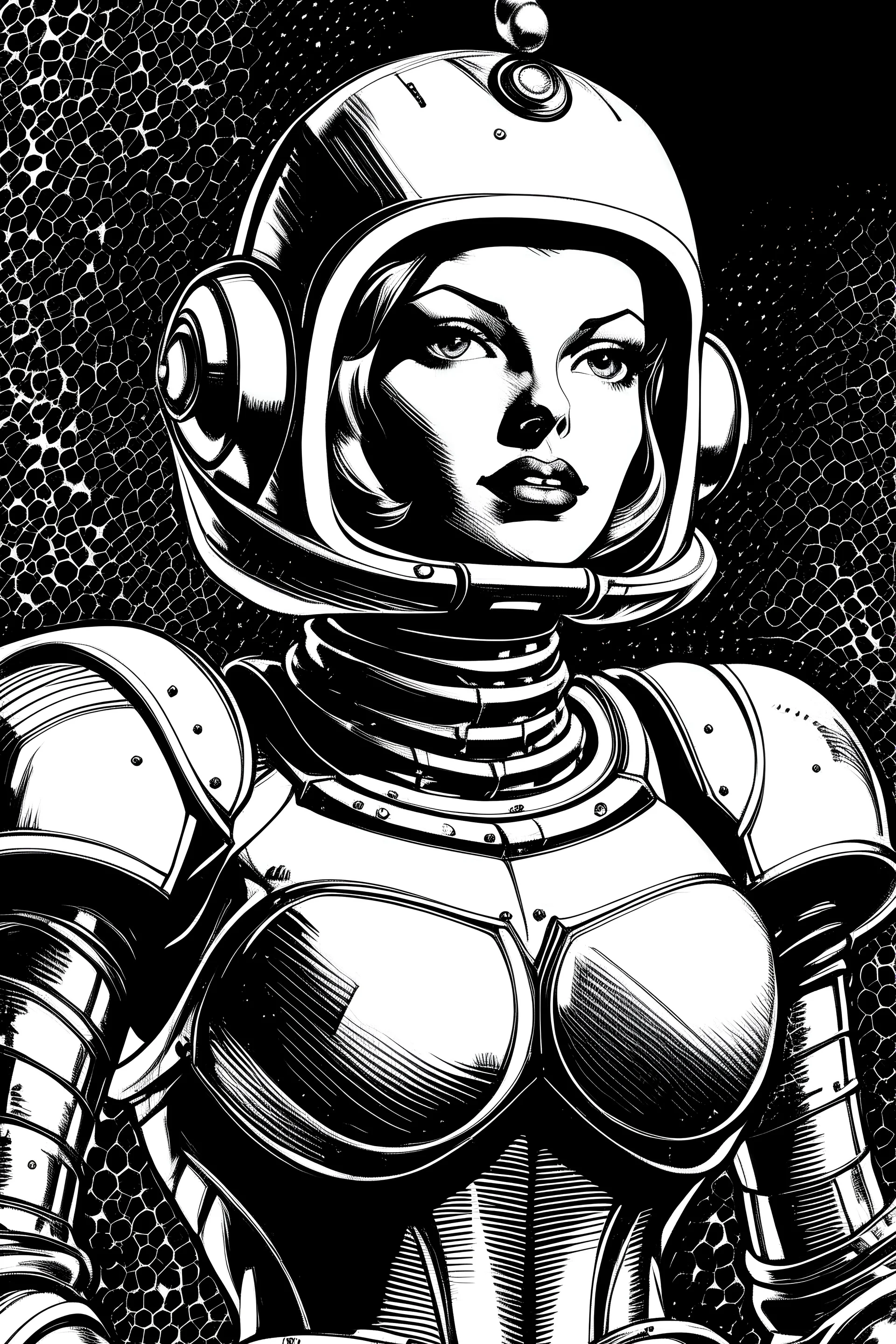 cyberwoman retro vintage fifty comics b/w