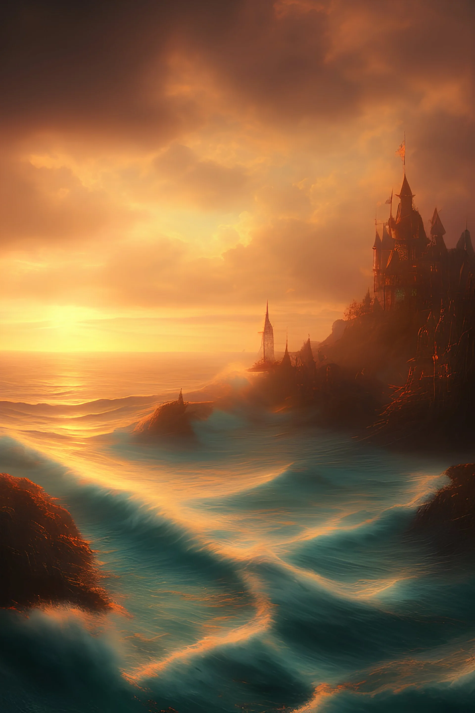 ocean magical fantasy sunset