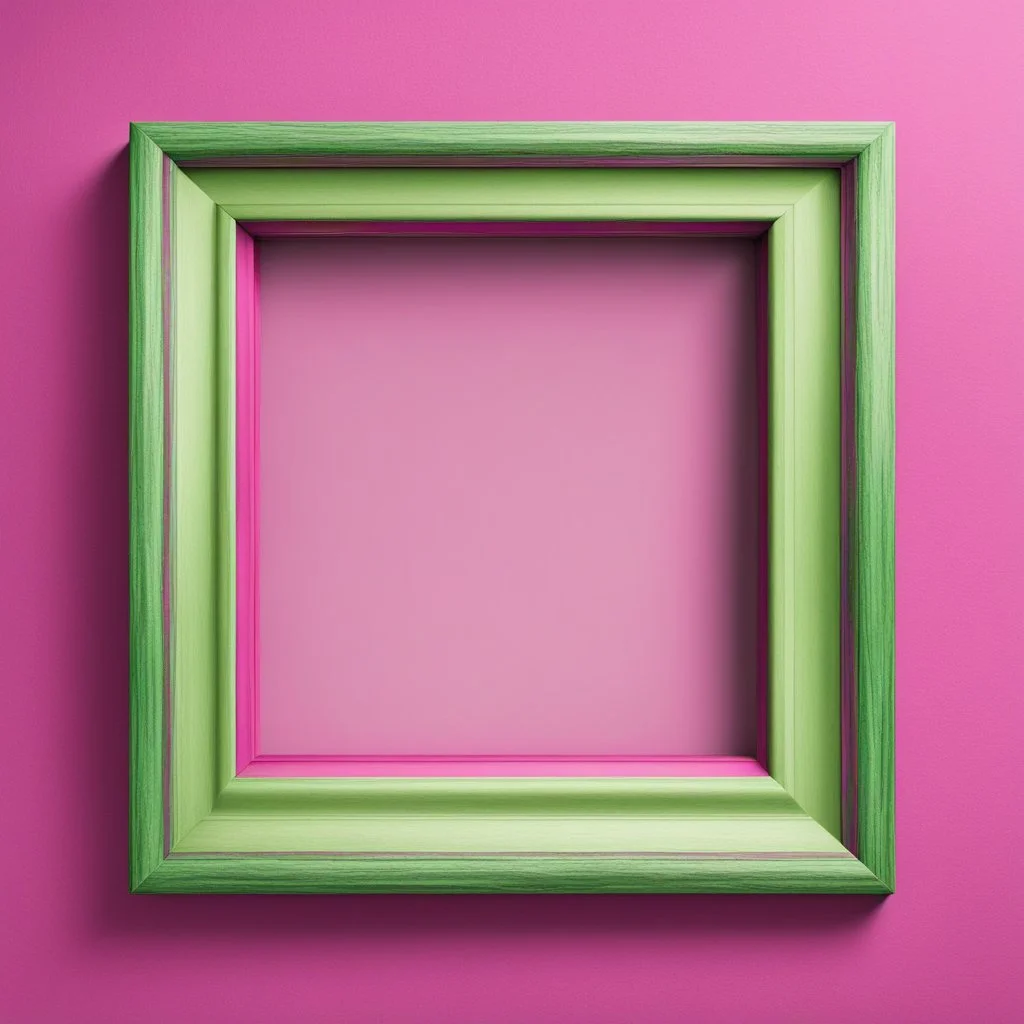 Square picture frame in magenta with green on light background