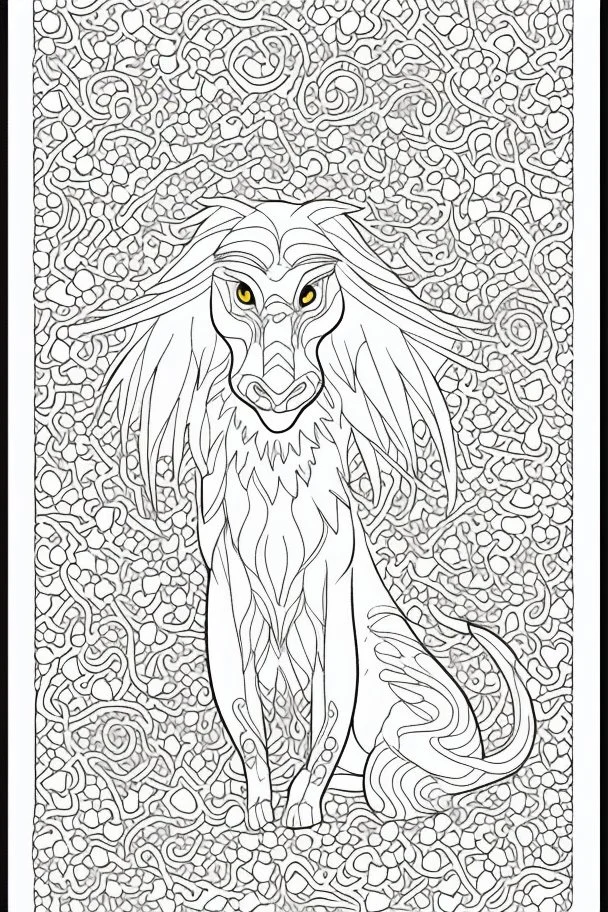 coloring book page of a magical animall