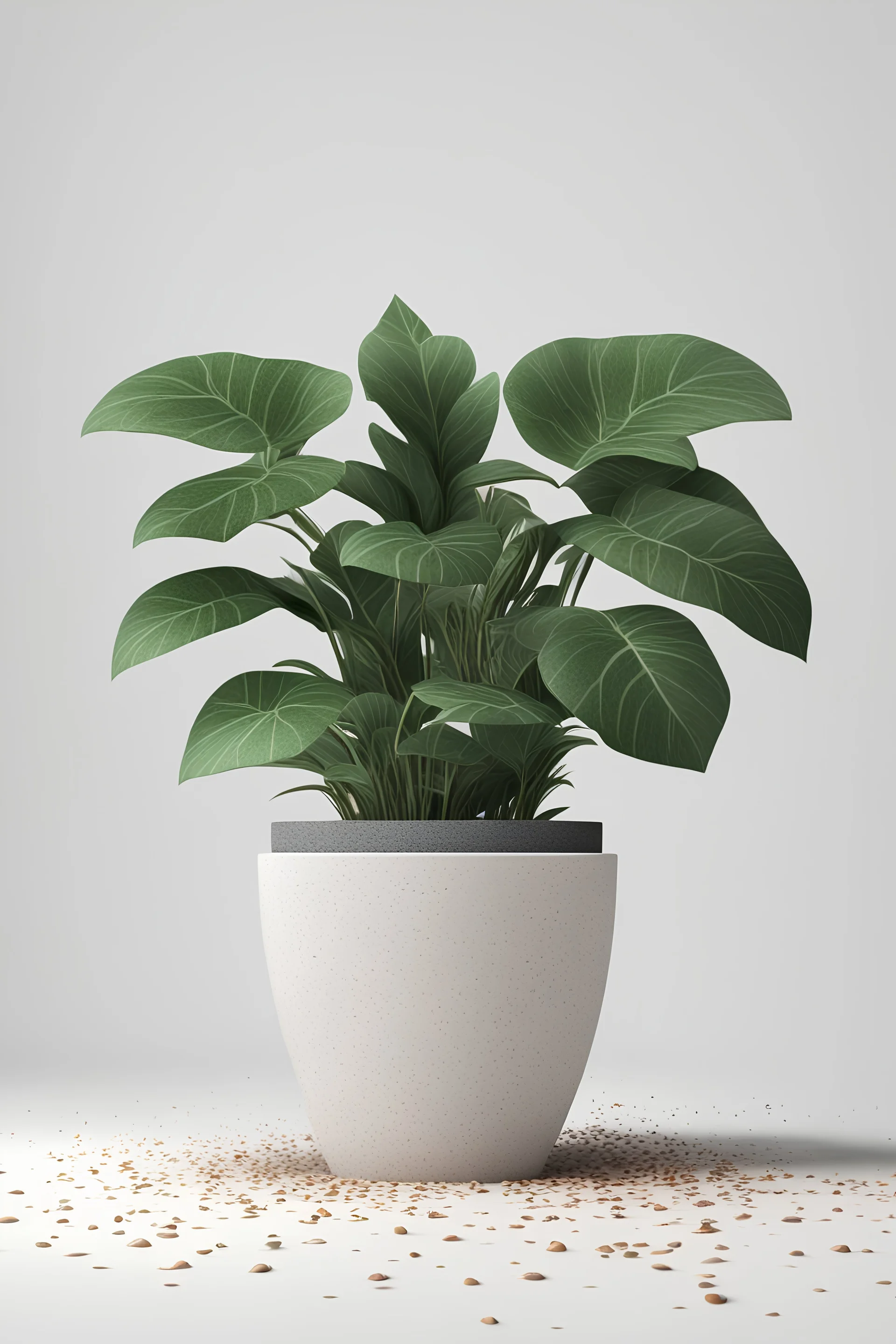 3d illustration of houseplant in terrazzo potted on white background