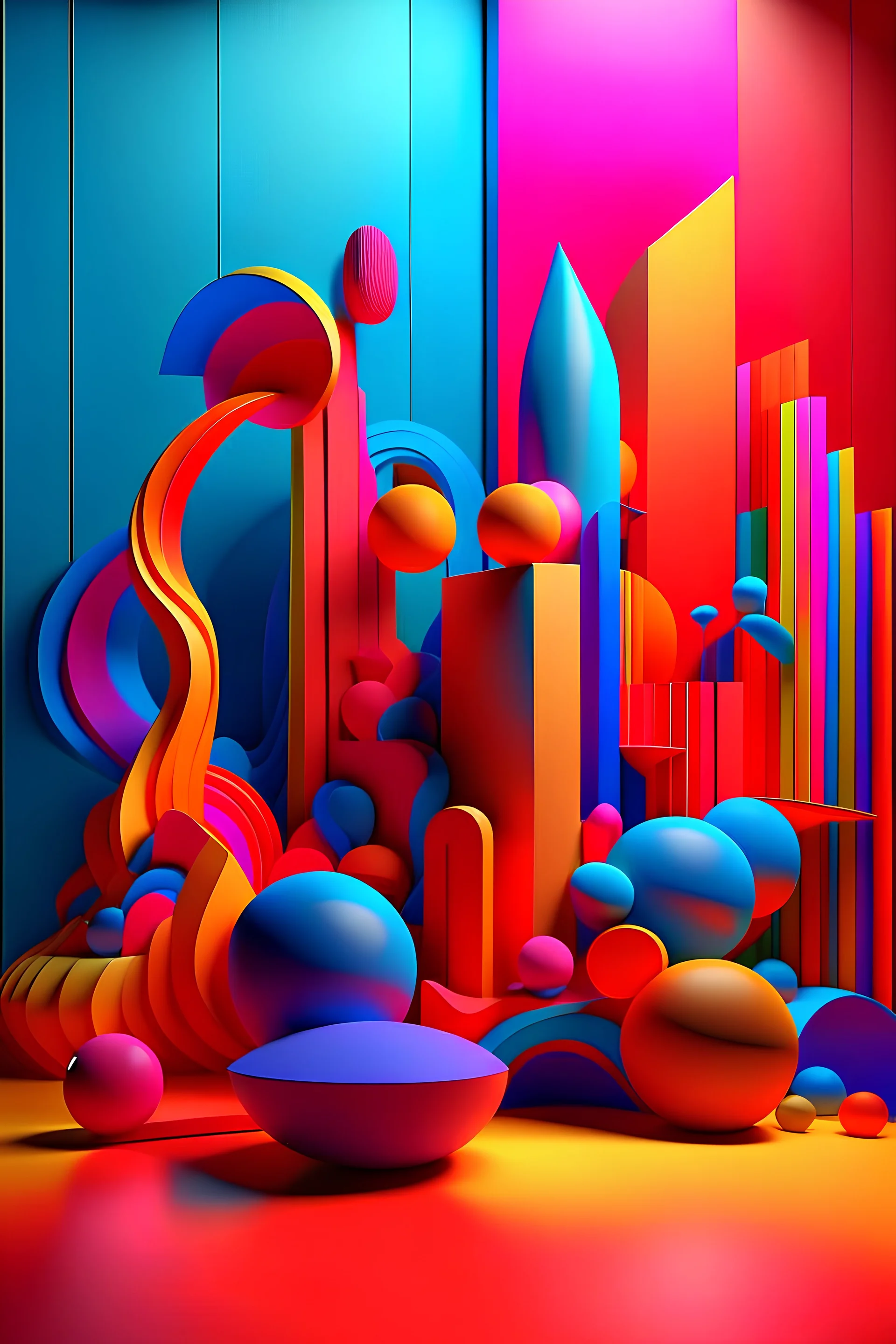 abstract colorfull 3d scene portrait