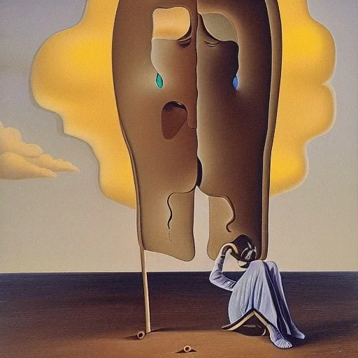 surreal lonely android in slavador dali painting