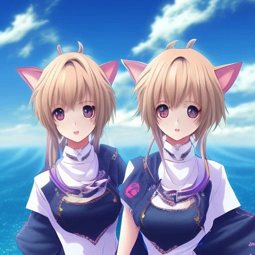 Anime Cat girls, cute, beautiful, twins