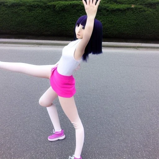 Anime girl doing a split