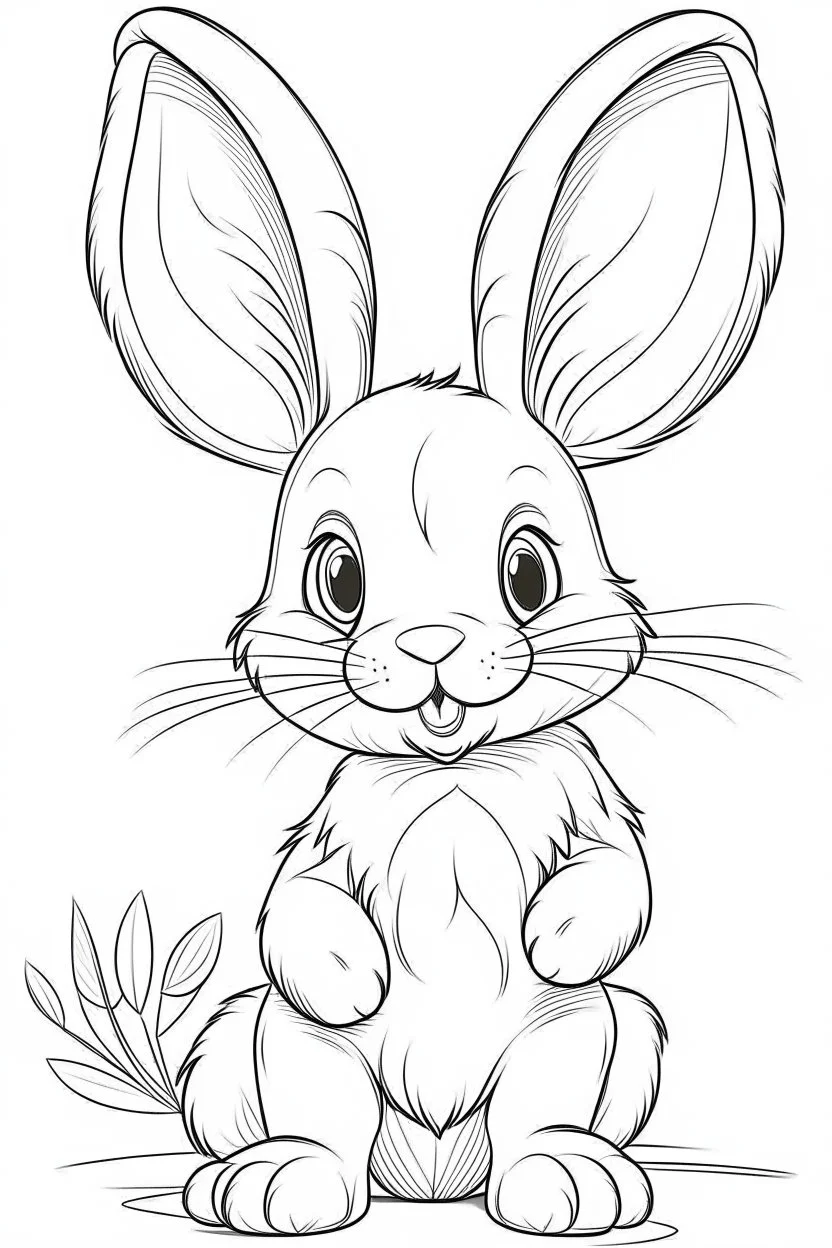 outline art for cute Rabbit coloring pages with sitch, white background, Sketch style, full body, only use outline, toddlers style, clean line art, white background, no shadows and clear and well outlined.