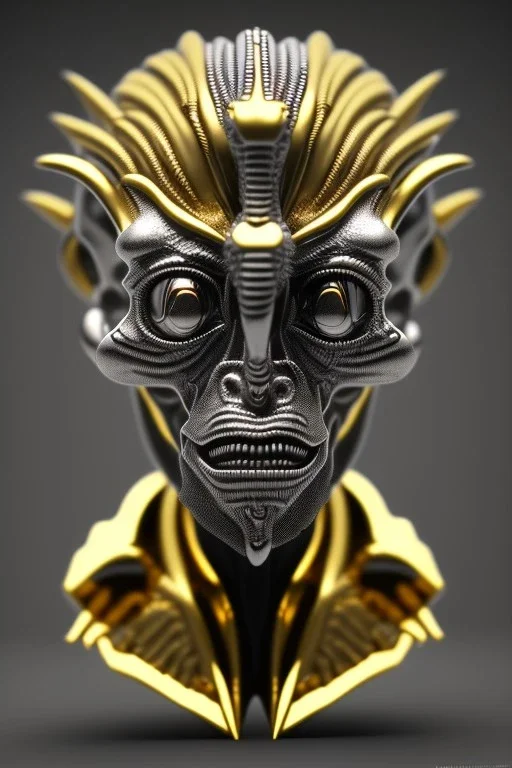 Silver alien, head, wicked, black eyes, blood, 8k, finely detailed, photo realistic, Anunnaki black male African Egyptian alien, cracks in the voodoo head, wicked, eyes, crown, Elephant, 8k, finely detailed, photo realistic, tiger turquoise skull head gold dragon space alien sun skeleton gold gorilla silver crown silver eyes