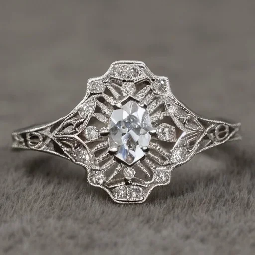 platinum and diamond filigree ring, breathtaking, highly ornate, delicate, intricate, photorealistic, high fashion, fine jewellery, luxury, designer