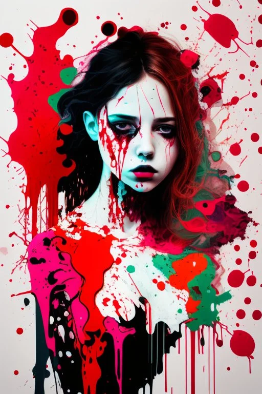 Abstract art girl and blood