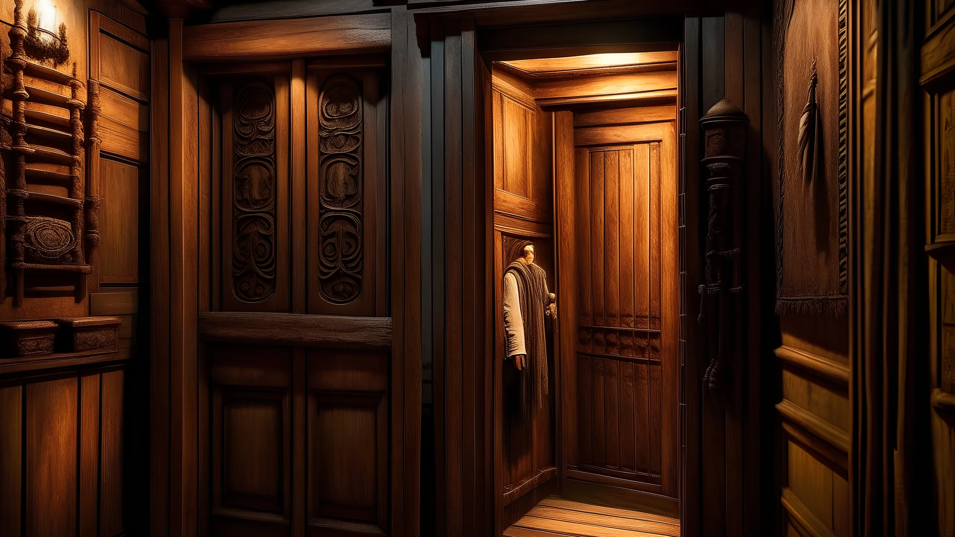 In this chapter, the curtain is lifted on the old sauna by Robert, who discovers it by chance while walking around the neighborhood. Robert is shown standing in front of a carefully carved wooden door, with elaborate wood eyelashes hanging on its facade. Mystery looms around the sauna, as Robert's mind races with thoughts of what secrets this ancient corner might hold. The tiny, dim lights filtering through the window openings reflect the mystery surrounding the sauna, and the stacking shadows