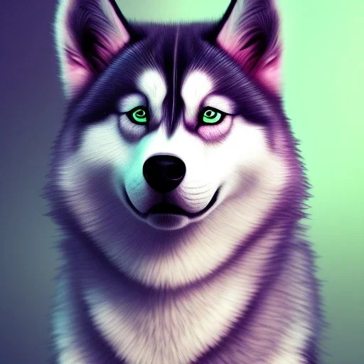 Husky, neon pink eyes, 8K, cinematic lighting, sharp focus, masterpiece, expert