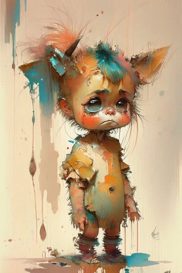 an oil painting of something adorable, cute, in the style of expressive character design, dusan djukaric, Carne Griffiths, Lou Xaz