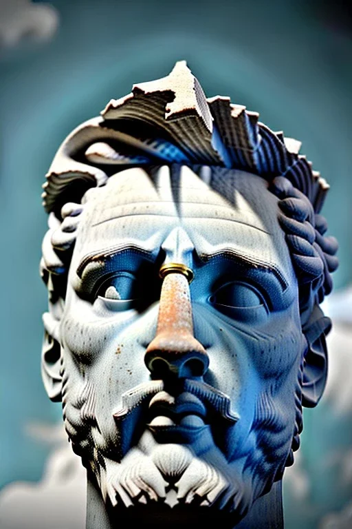 Ultra Realistic image, roman sculpture, white marble material, Lionel Messi, gold winner Laurel crown, miguel angel style, chisel style, emperor, waist up portrait, epic, celestial style, cinematic lighting, God light, god rays, 4k resolution, smooth details, ornate details, soft lighting, unreal engine 5, sky and clouds background.