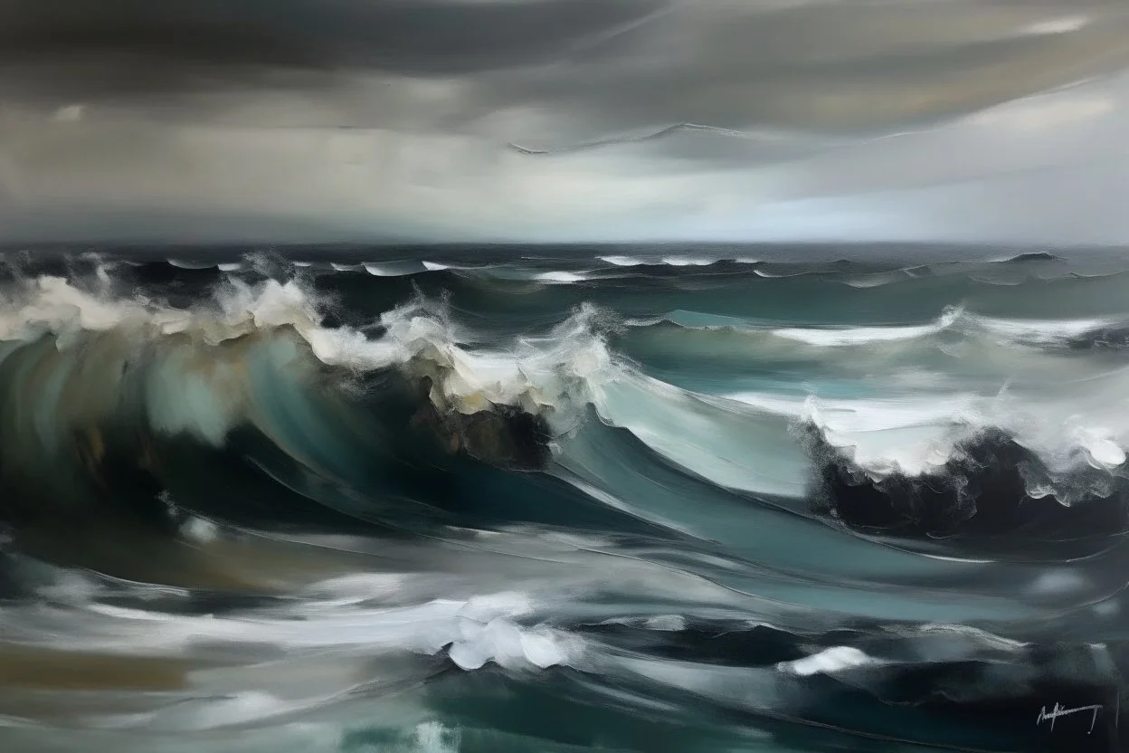 Abstract painting of a seascape