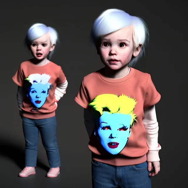 Andy warhol toddler, full body, bokeh, dramatic lighting, hyper realistic