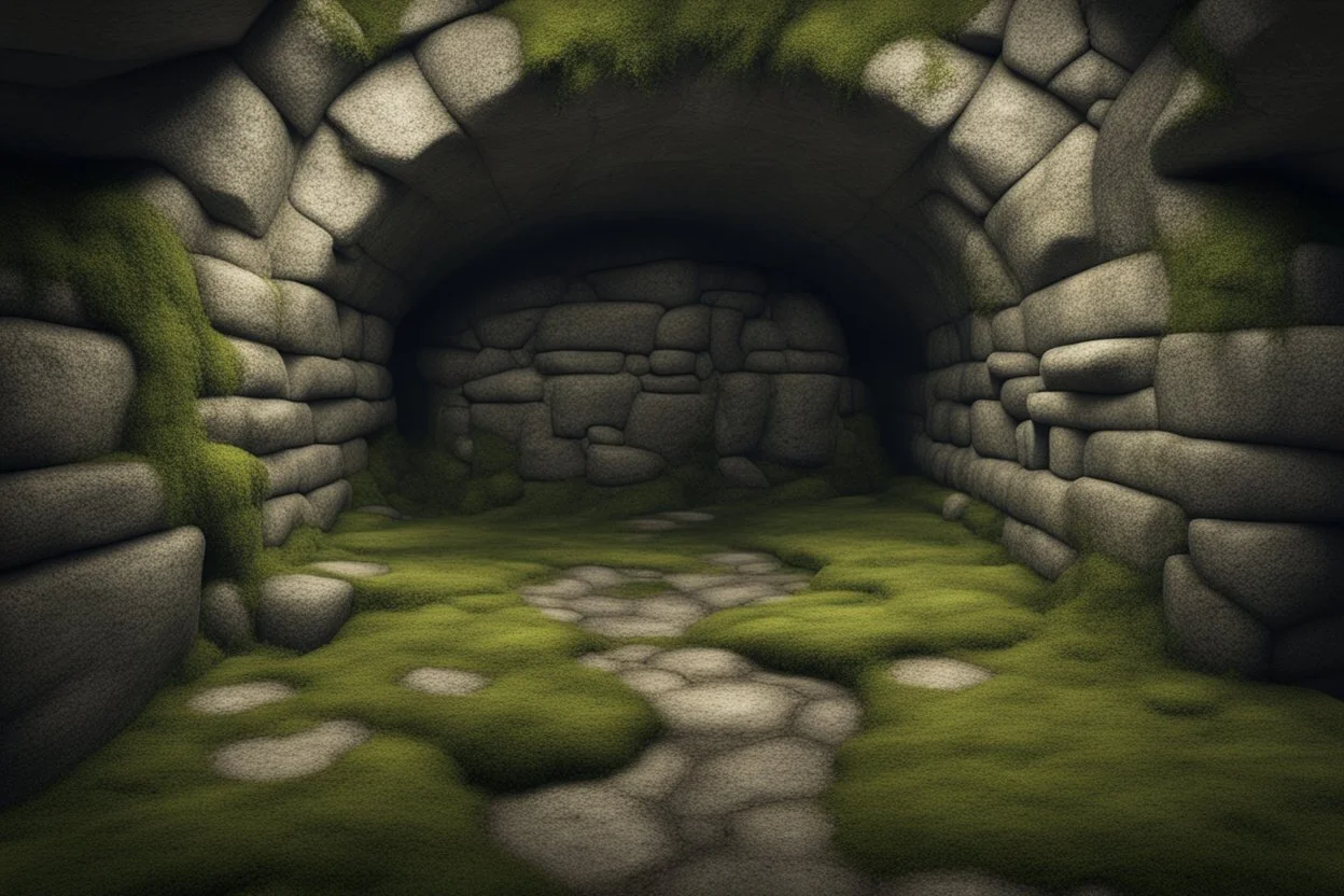 fantasy medieval underground wall with moss