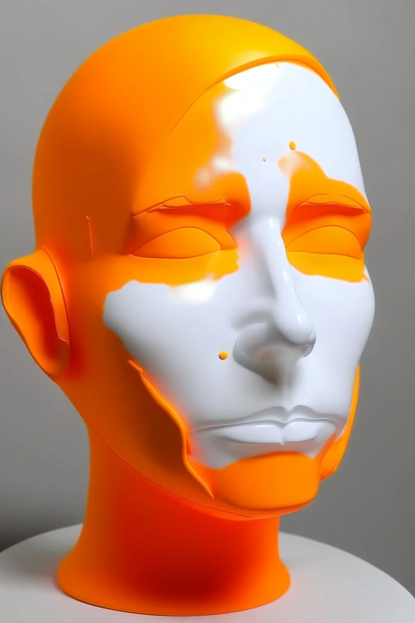 White rubber face with rubber effect in all face with orange rubber effect hair