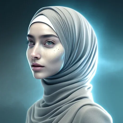 close up portrait of woman in hijab morphing into duststorm, turning into dust particles, half face and hijab made of blowing duststorm, artwork manipulation, ray tracing, sharp focus, fine detail, highly intricate, modern surrealism painting, defined cracks and breaks, high-quality, volumetric lighting, 8k, ultrahd, George Grie, Marco Escobedo, Igor Morski,Brian Froud, Howard Lyon, Selina French,