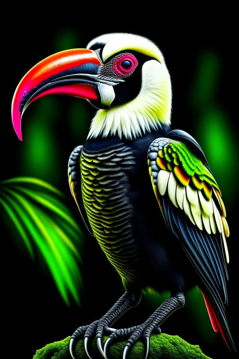 hornbill bird full body, digital art, photo, illustration, digital painting,oil painting, smooth, sharp focus, highly detailed, casque bird,