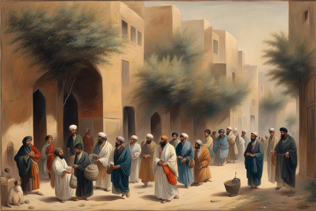 a steert of Iran.19th painting