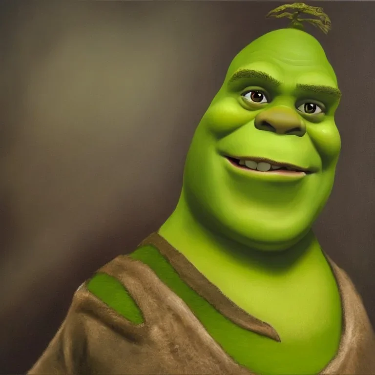 Shrek, oil painting. realistic,8k.