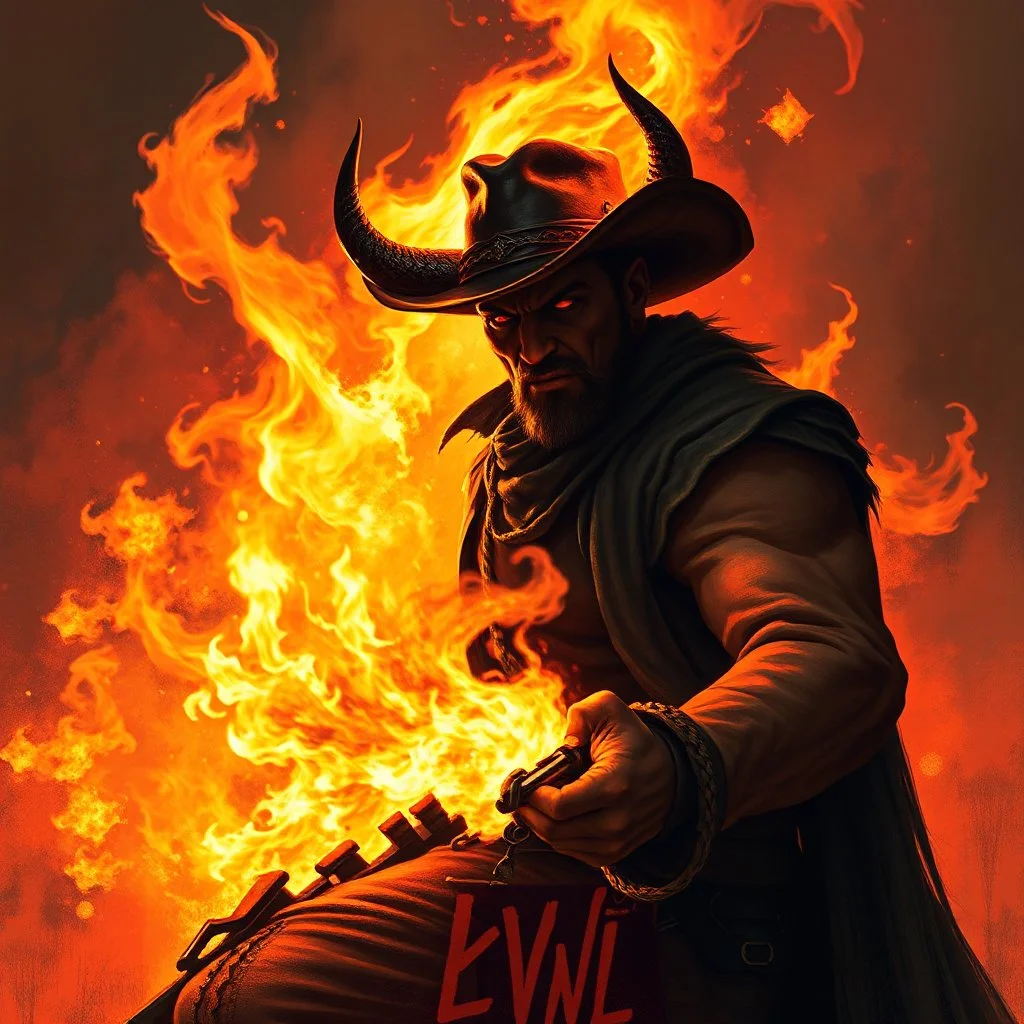 blaze the pyromaniac devil wild west bandit fantasy art