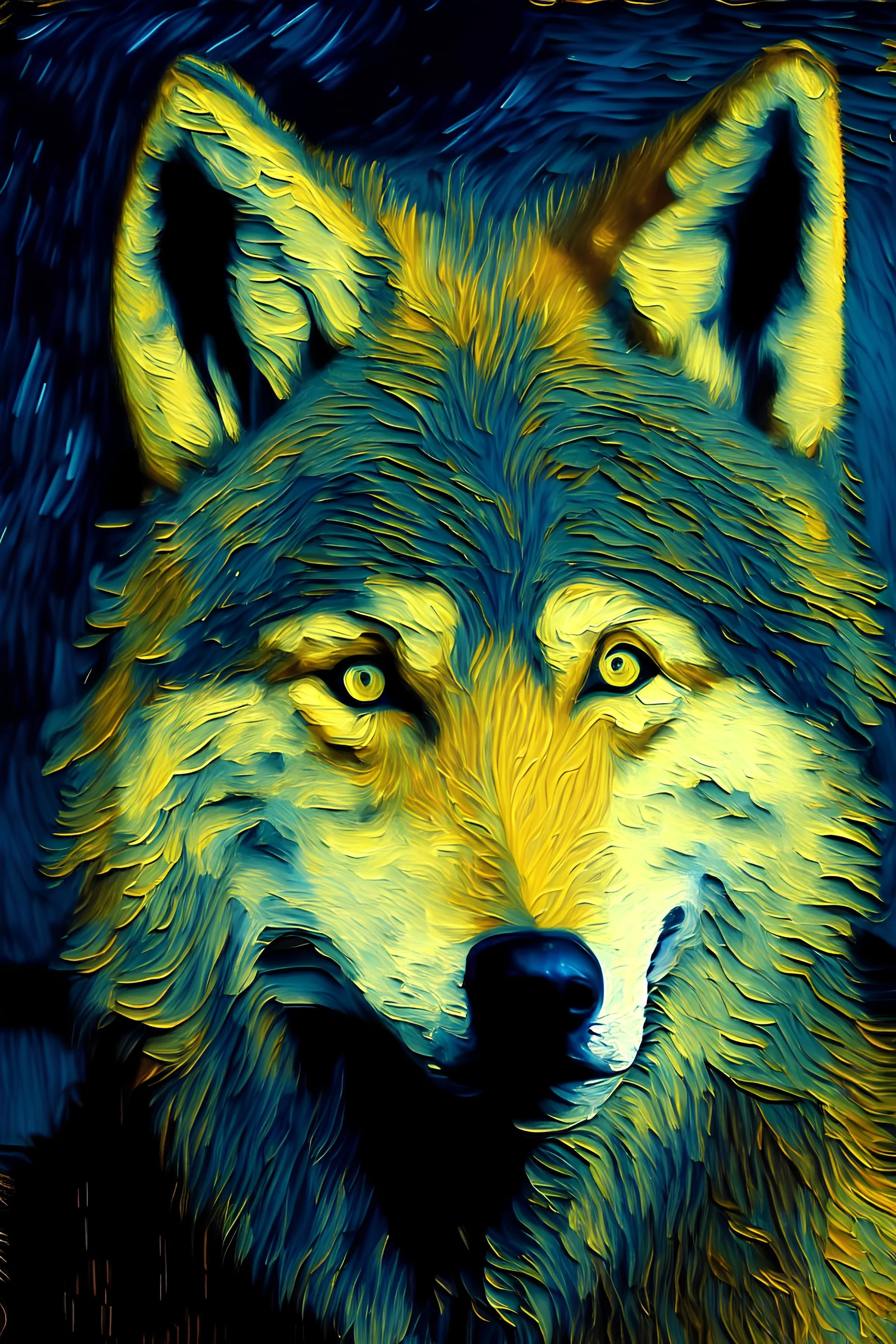 Potrait a wolf by van gogh