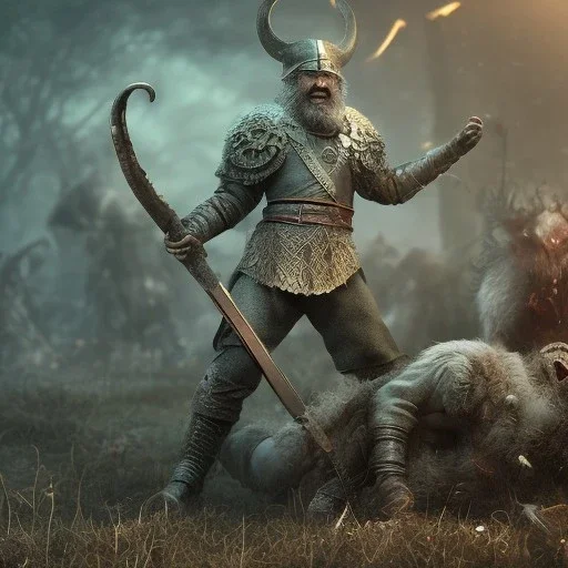 old viking fighting against a zombie, steam punk, realistic, made in octane, cinematic, ultra-realistic, extremely detailed octane rendering, 8K, VRAY Super Real ar 2:3, dof photorealistic futuristic 50mm lens hard lighting dark gray tintype photograph, realistic lighting, sepia color