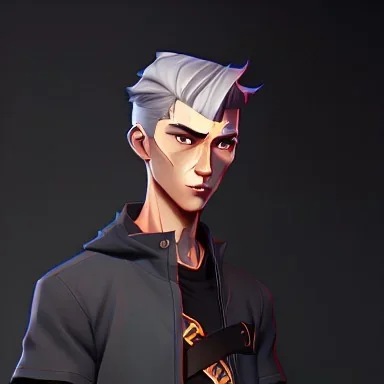 gray-haired young man with katana in black baggy jaket