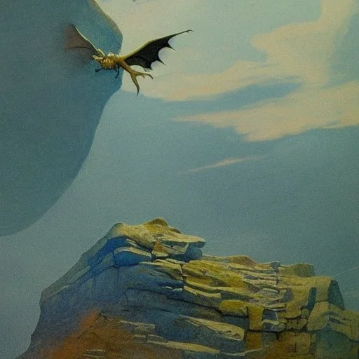 Dragon flying, Caves, Fantasy Art, Wyeth, Landscape