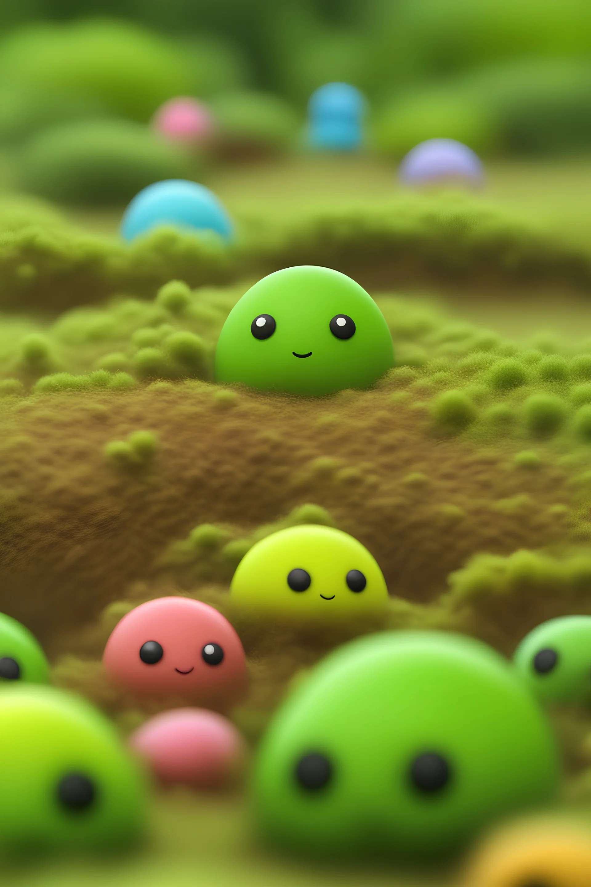 cute 3d slime in field ,RTX,HD,real