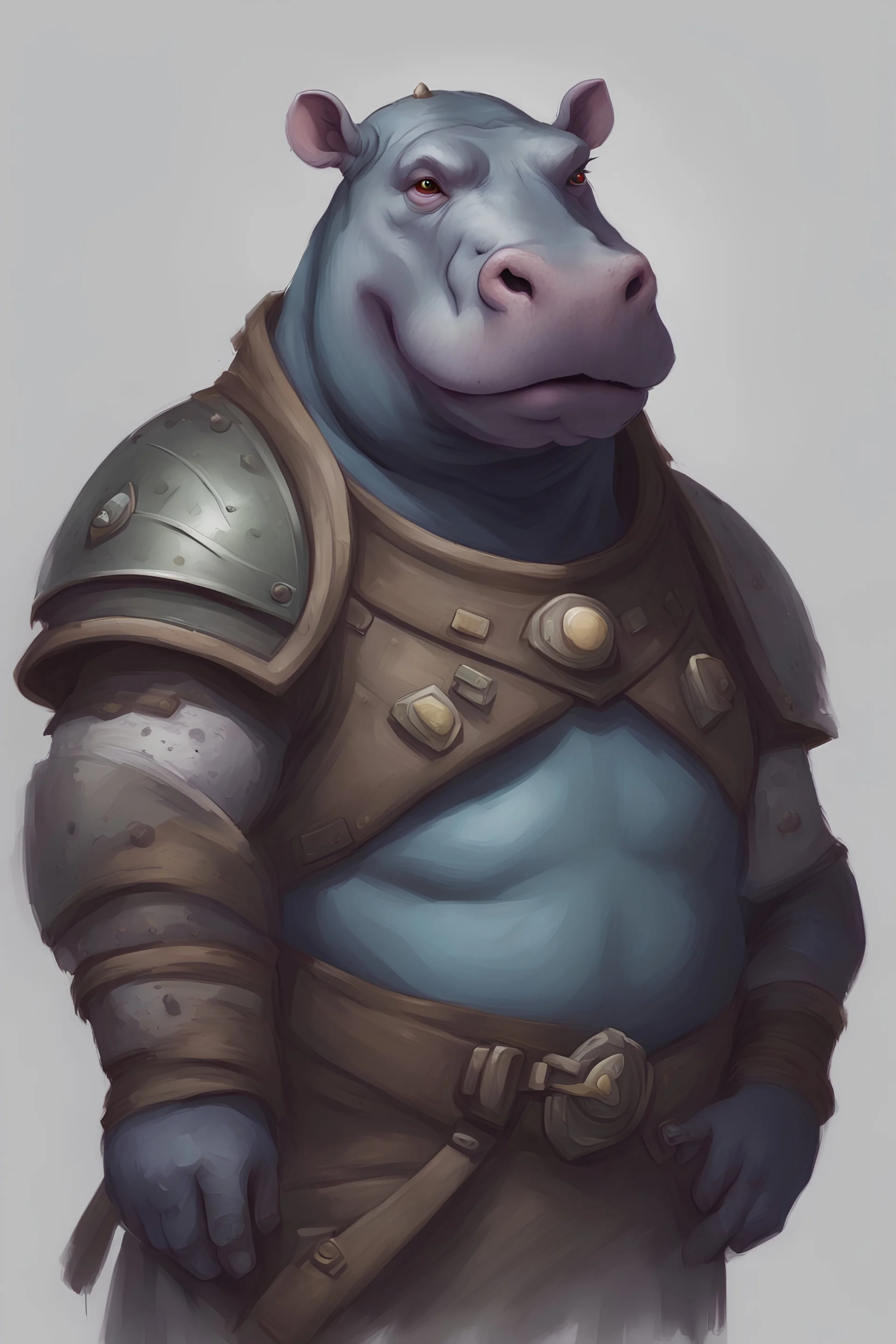 Portrait of a Hippo Rogue for dnd blue gray skin, buzz light year armor