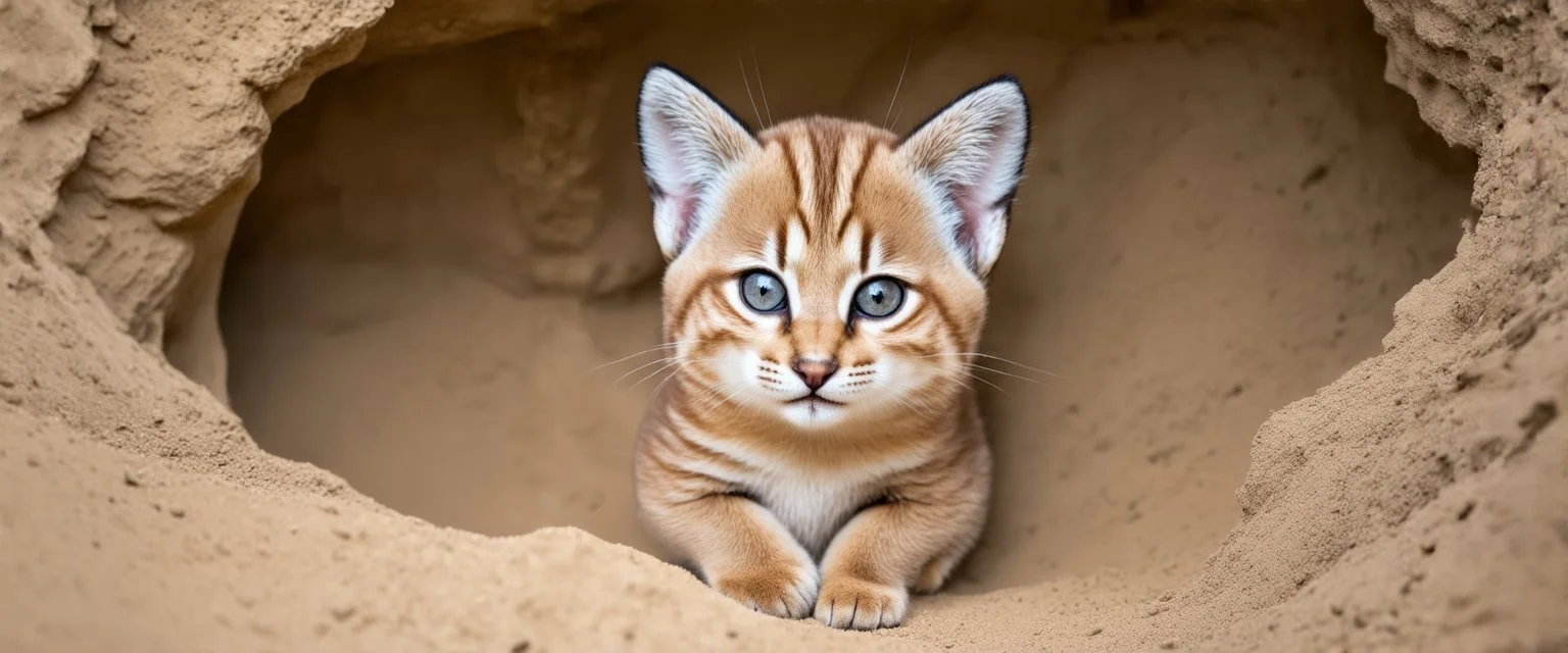 sand cat in burrow